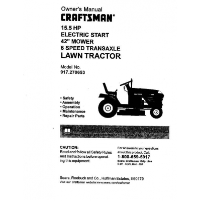 Craftsman 42 Inch Riding Mower Owners Manual